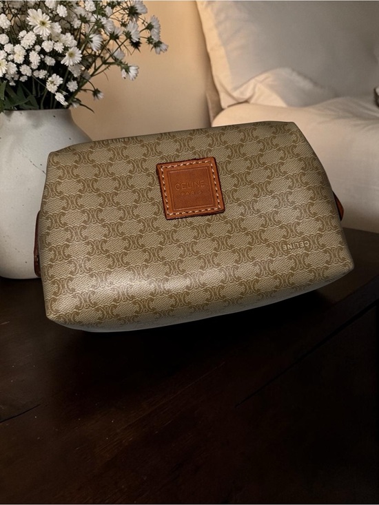 Celine Accessories - Celine small makeup bag w/ top zipper closure.